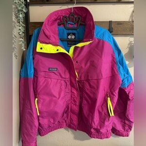 Columbia Women’s Vintage  Vibrant Raincoat - Pink, Blue, Yellow